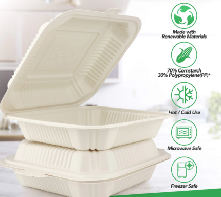Biodegradable Cornstarch Takeout Food Containers