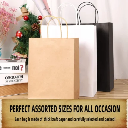 Custom Printed Kraft Paper Shopping Bags With Handles ( Free logo custom printing)