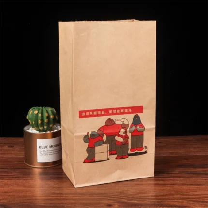 Kraft Paper Take Away Food Packaging Paper Bag