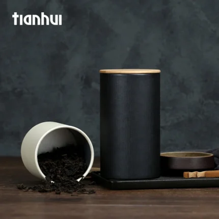 Premium Food-Grade Paper Canister Set (11oz & 22oz) with Bamboo Lid - Ideal for Coffee, Cookies, and Tea